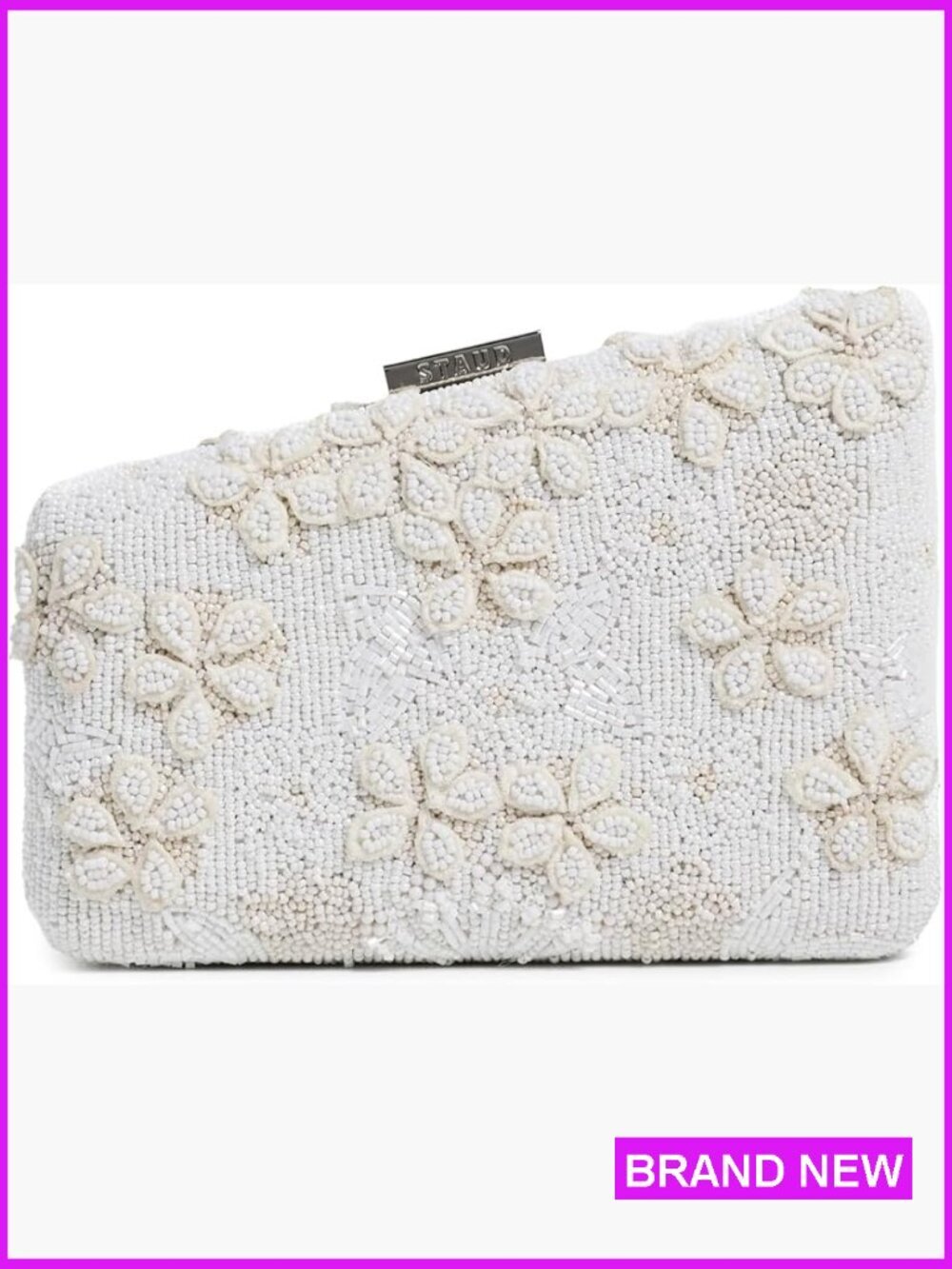 Beaded Clutch Floral Embellished Evening Bag Optional Strap Asymmetrical Chic